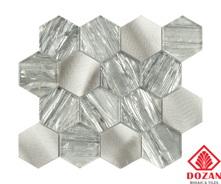 Best Selling light green Hexagon Marble Glass Mosaic Tiles