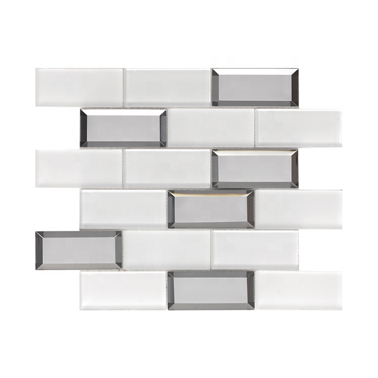 300X300Mm Backsplash Wall Custom Silver Mirror Mosaic Glass Tiles For Living Room