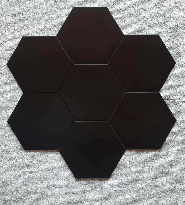 Modern Porcelain Hexagon Black Art Hexagon China Porcelain Mosaic