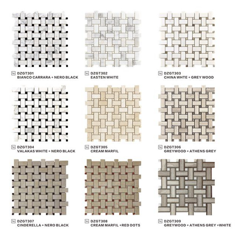 Basket Weave white stone art mosaic