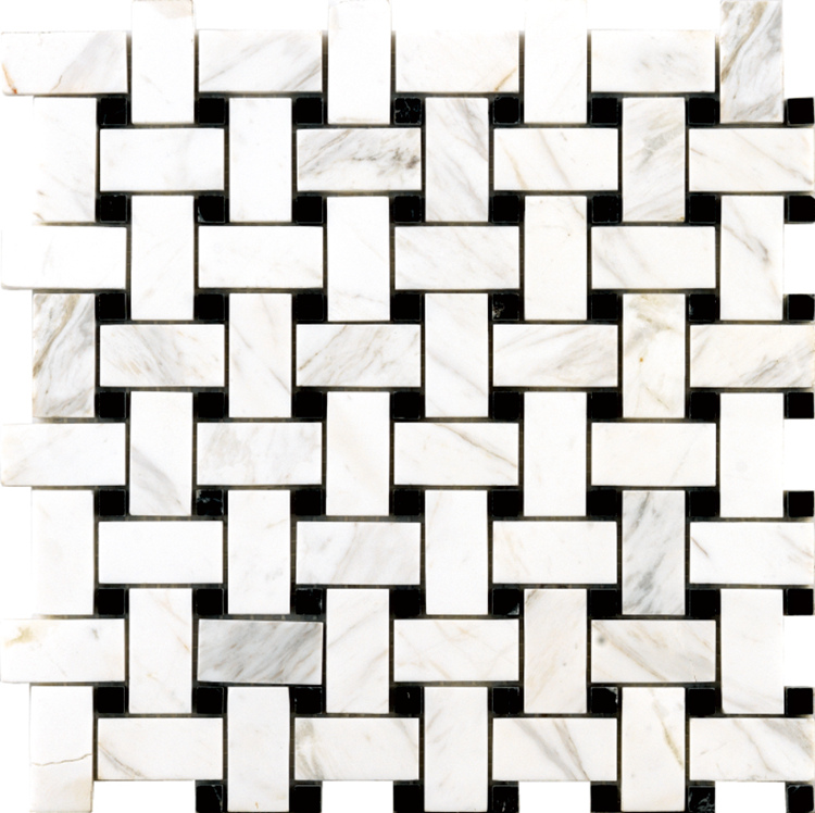 Basket Weave white stone art mosaic