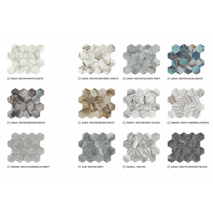 Fashion Design Hexagon Slivery Grey Foshan Wholleseler Backsplash Mosaic