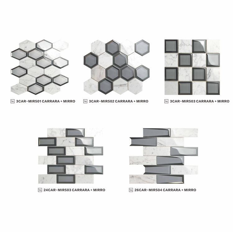 Modern Home Design Style Premium quality Kitchen White Black Glass Mosaic