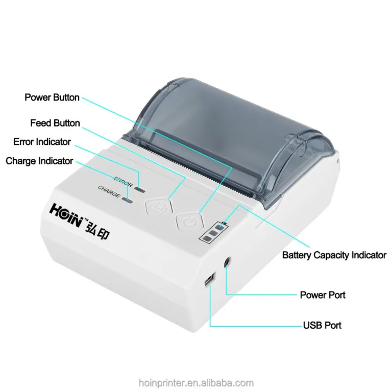 HOIN - 58mm BT Mini piccola stampante termica Mini stampante Hoin Android  IOS System Compatibile stampante termica