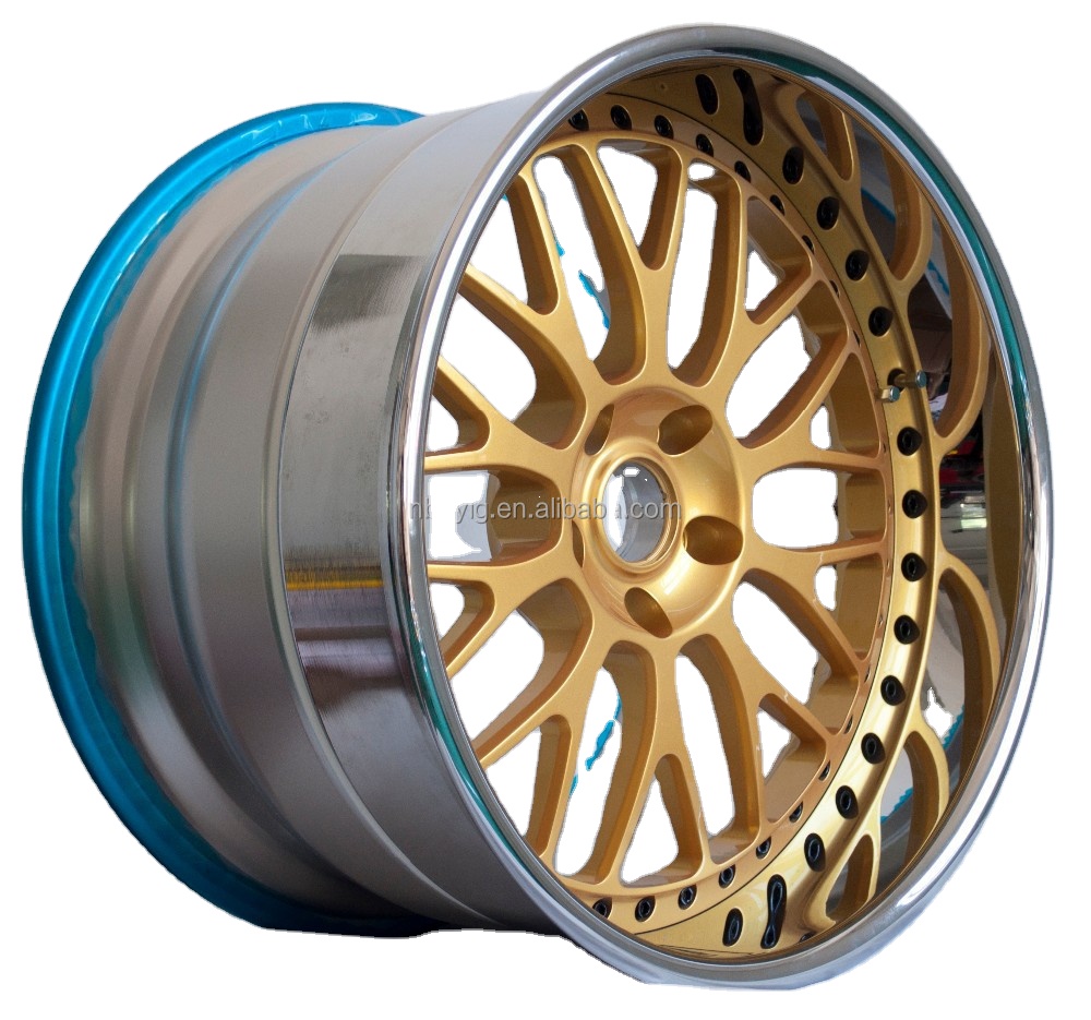 TAIYI wheels Chrome Lip Gold Center Black Bolts Aftermarket Wheel