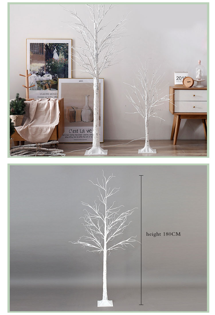 Christmas outdoor decoration artificial led white birch palm fairy tree lights
