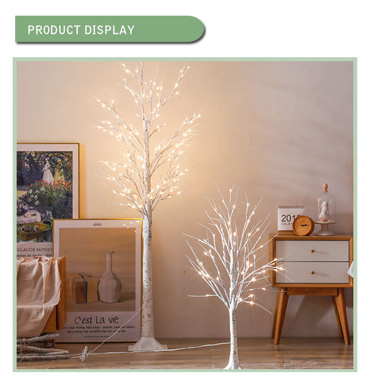 Christmas outdoor decoration artificial led white birch palm fairy tree lights