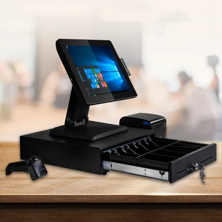 Caisse Enregistreuse Tactile POS Complète - Écran 14,1", Clavier, Imprimante 58 Mm Intégrée - Pour Boutique, Restaurant, Commerce