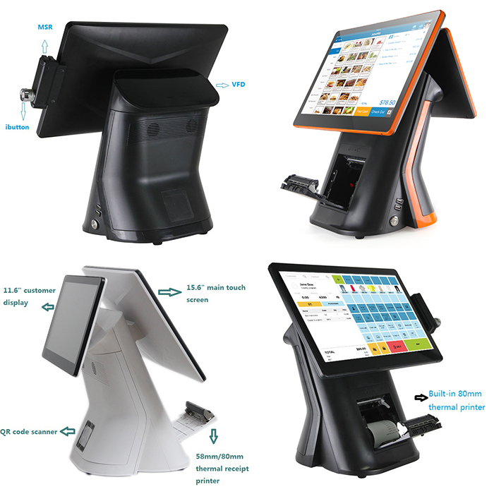 15.6"+11.6" Windows Dual Touch All in One POS Systems In-built With ...