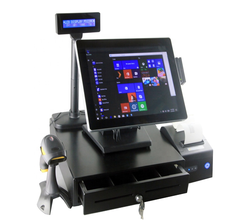 CARAVPOS - windows tudo em uma tela de toque sistema pos conjunto completo solução de terminal pos para supermercado mais gaveta de dinheiro