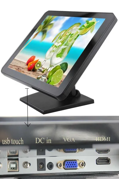  Monitor de pantalla táctil, monitor LCD de 19 pulgadas, monitor  de pantalla táctil POS, 1440 x 900 de alta resolución, pantalla táctil  incorporada, VGA USB, monitor de pantalla táctil para PC