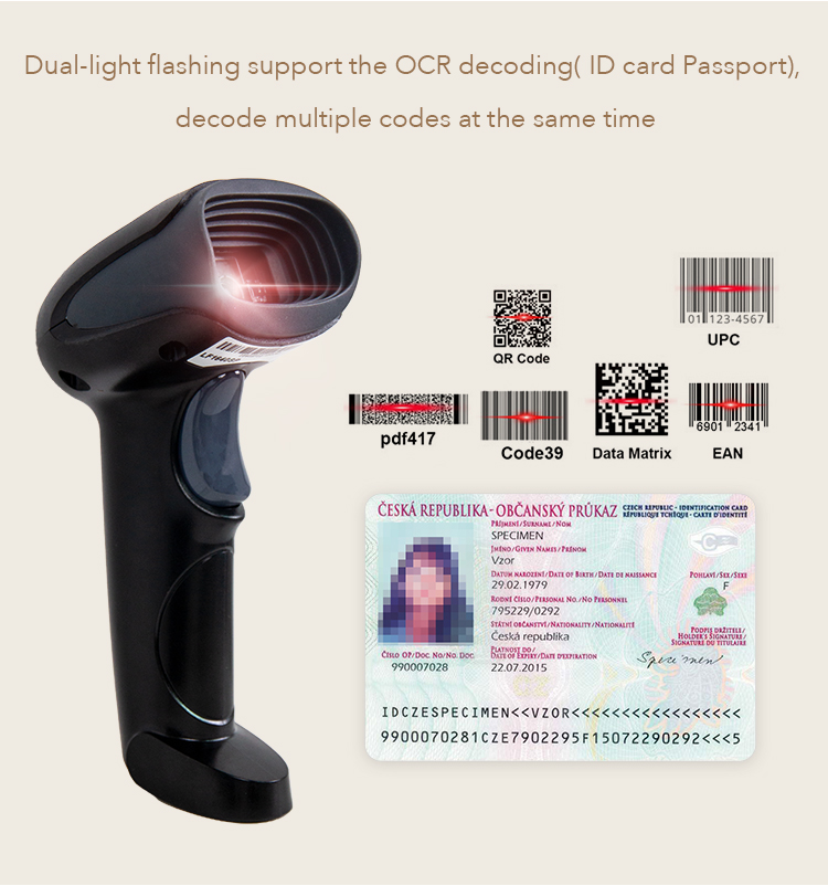 CARAVPOS - High Performance Gun Type 2D QR CMOS Barcode Scanner Auto ...
