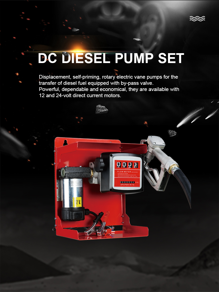 Portable diesel transfer pump set with 12 volt diesel fuel pump DC fuel transfer pump kits
