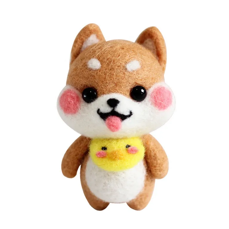 Alomejor Kit Complet de Démarrage de Feutrage à L'aiguille, Sac de Matériel Artisanal Fait à la Main pour les Amateurs de Lapin Shiba Inu (Cochon Shiba Inu