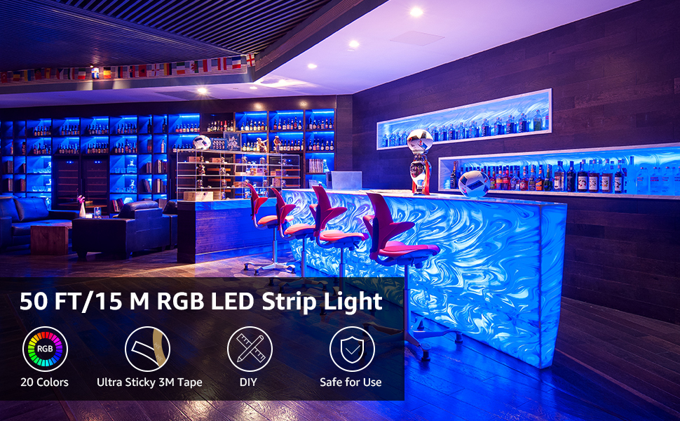 50ft 10M 15M led strip lights RGB color with 44key Remote Controller 5050 LED STRIP