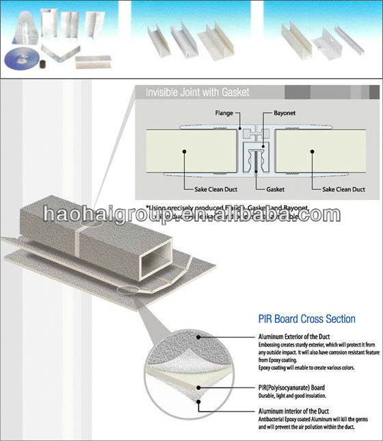 Heat Insulating Layer PIR PU Phenolic Pre Insulated Panel Ventilation Duct Board