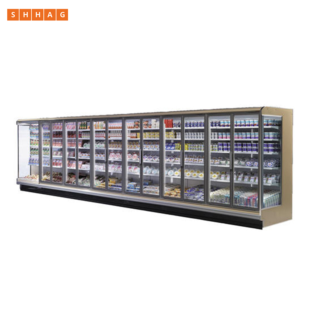 SHHAG - Beverage,Milk,Frozen foods cold storage refrigeration and freezer glass door with heating glass and aluminum frame for store freezer glass door