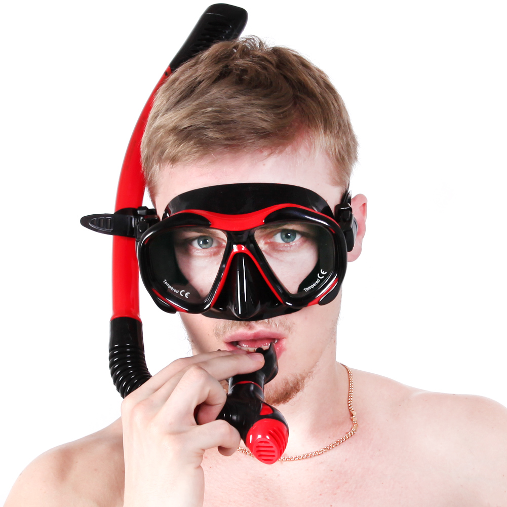 Whale MK-2600 cost-effective wide range diving mask tempered mirror glass double lens strong texture diving goggles