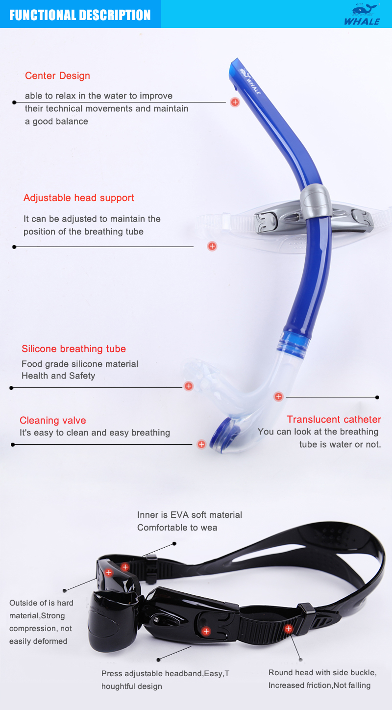 Whale SK-900 one way purge valve swimming training snorkel back exhaust easy to carry diving equipment