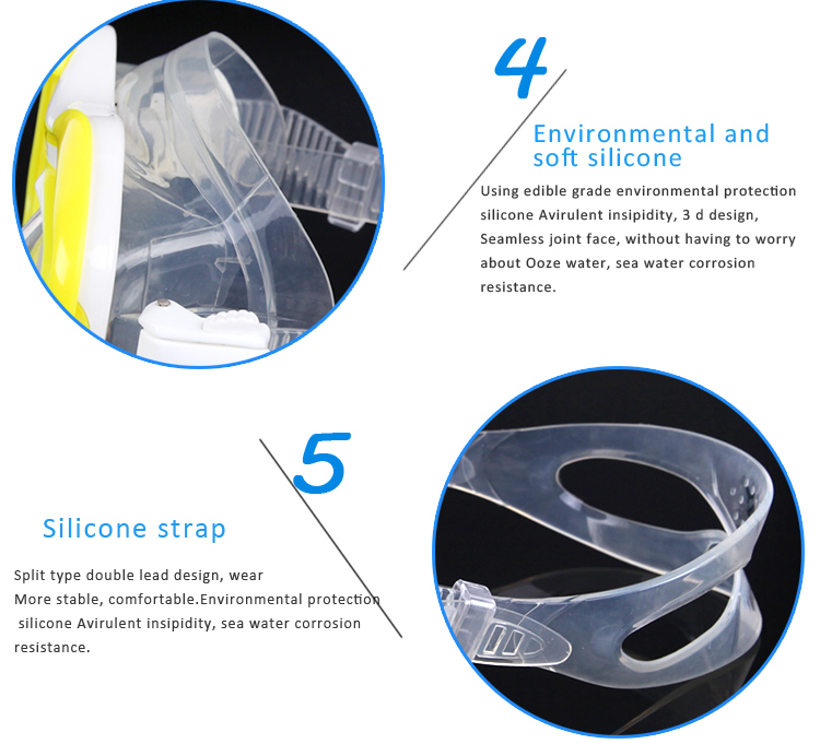 Whale MK-2600 cost-effective wide range diving mask tempered mirror glass double lens strong texture diving goggles