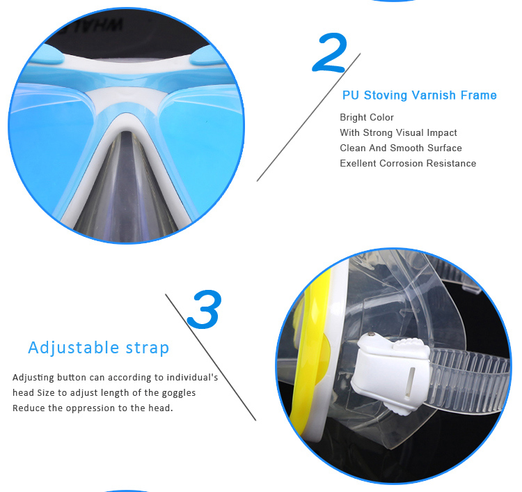 Whale MK-2600 cost-effective wide range diving mask tempered mirror glass double lens strong texture diving goggles