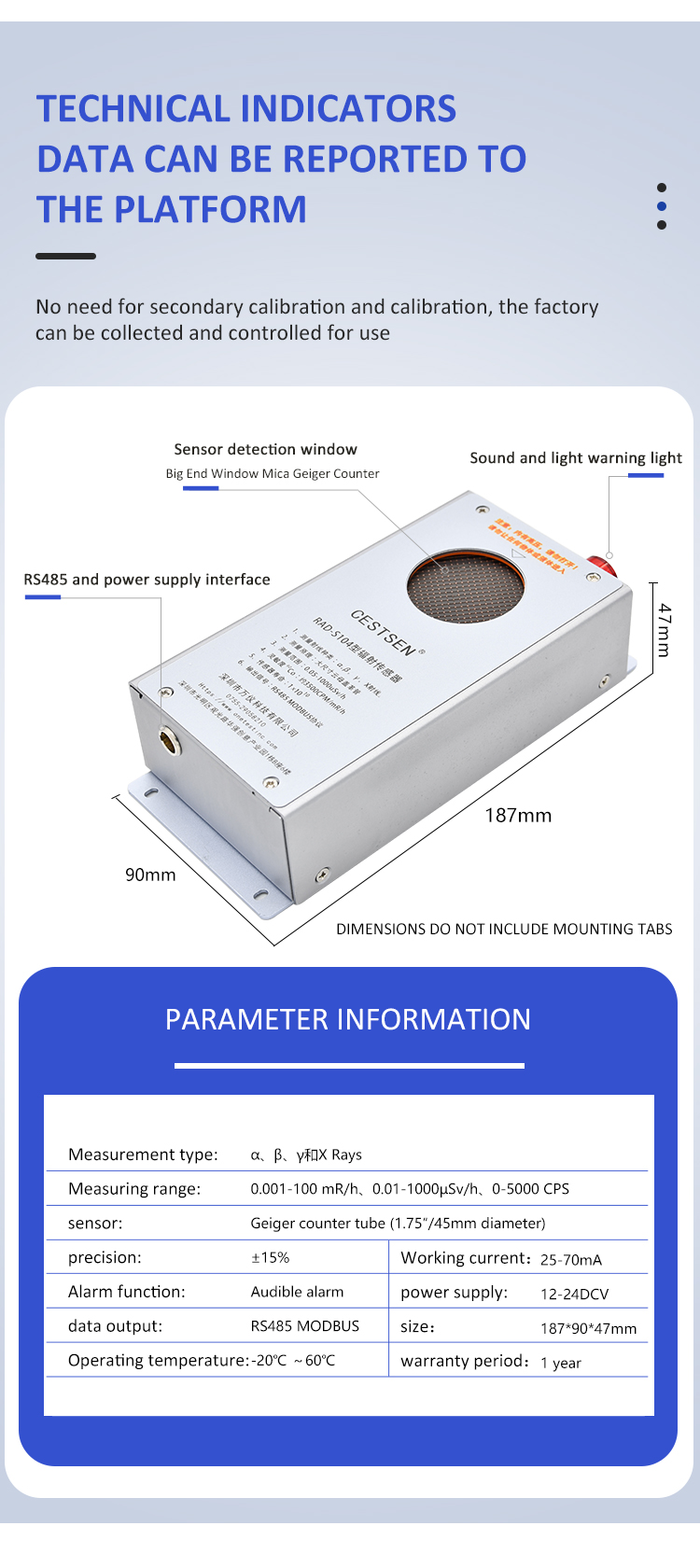 RS485 output mica geiger counter RAD-S104 radiation sensor Nuclear radiation sensor - Technical Support - 3 RS485 output mica geiger counter RAD-S104 radiation sensor