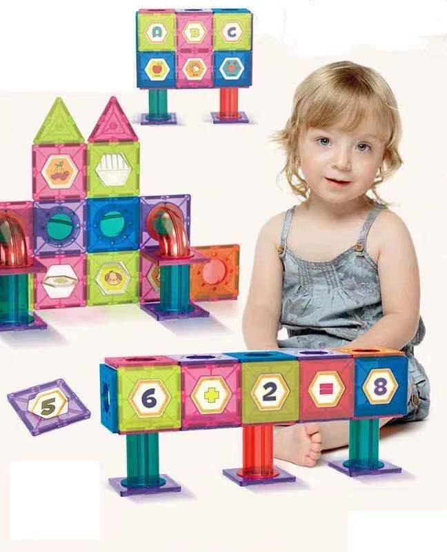 2020 New Educational STEM Toys for Kids Magnetic Building Blocks Compatible with Magnetic Tiles Marble Run Block
