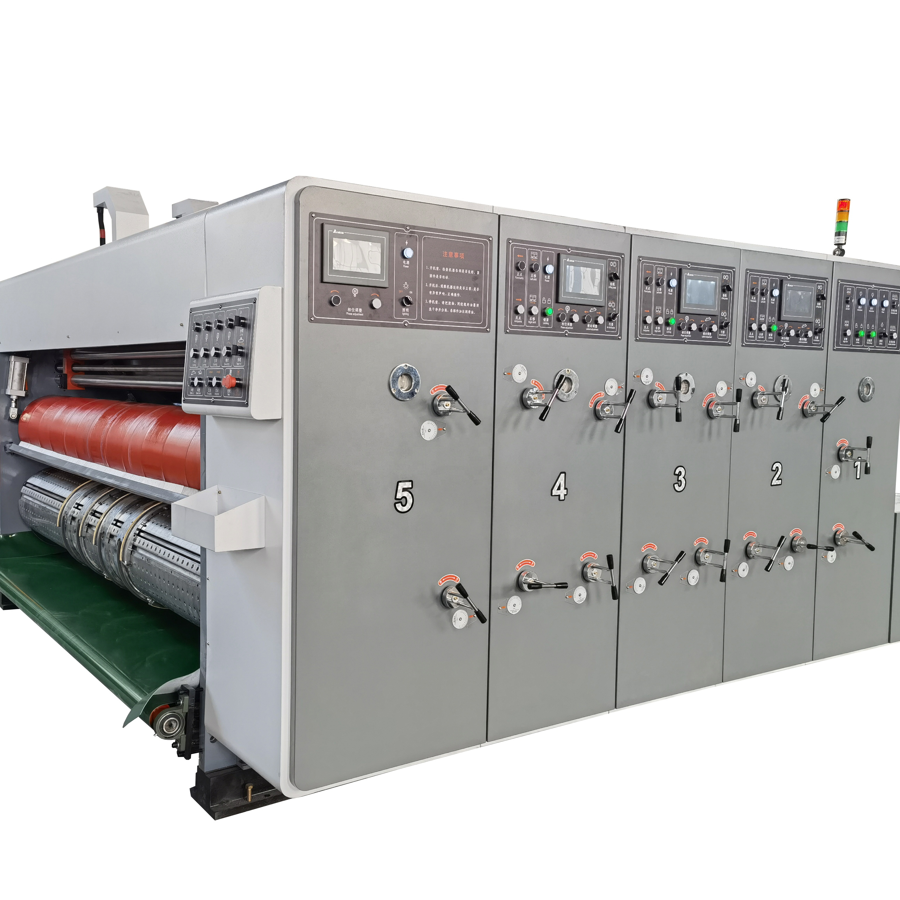Flexo Printer And Slotter Machine For Carton Box/Economical Lead Edge Feeder Corrugated Cardboard 4 Color Printing Machine chain feeding flexo printer slotter die-cutter