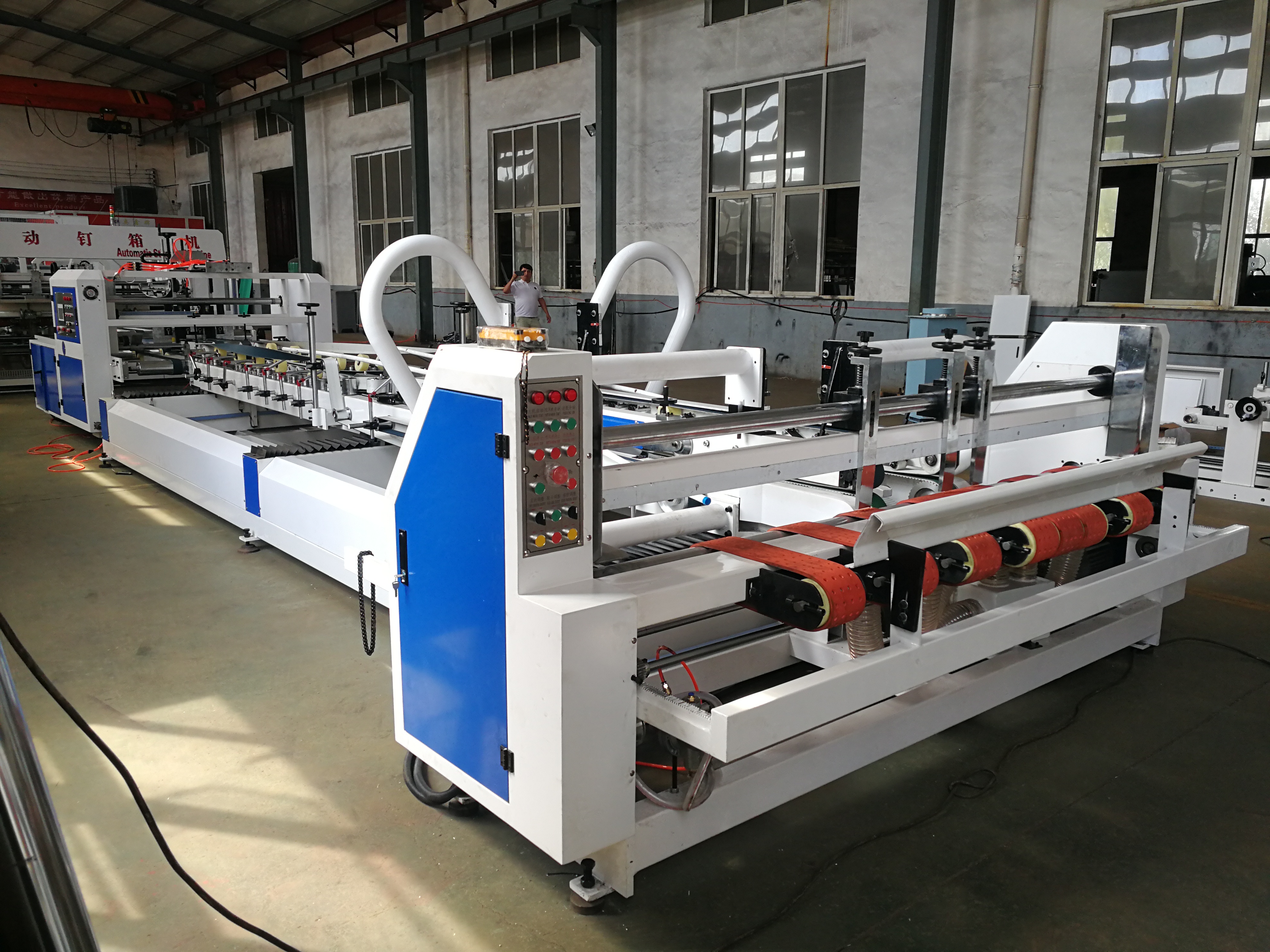PLC Control Automatic Stitching And Folder Gluer In One Unit Carton Machinery