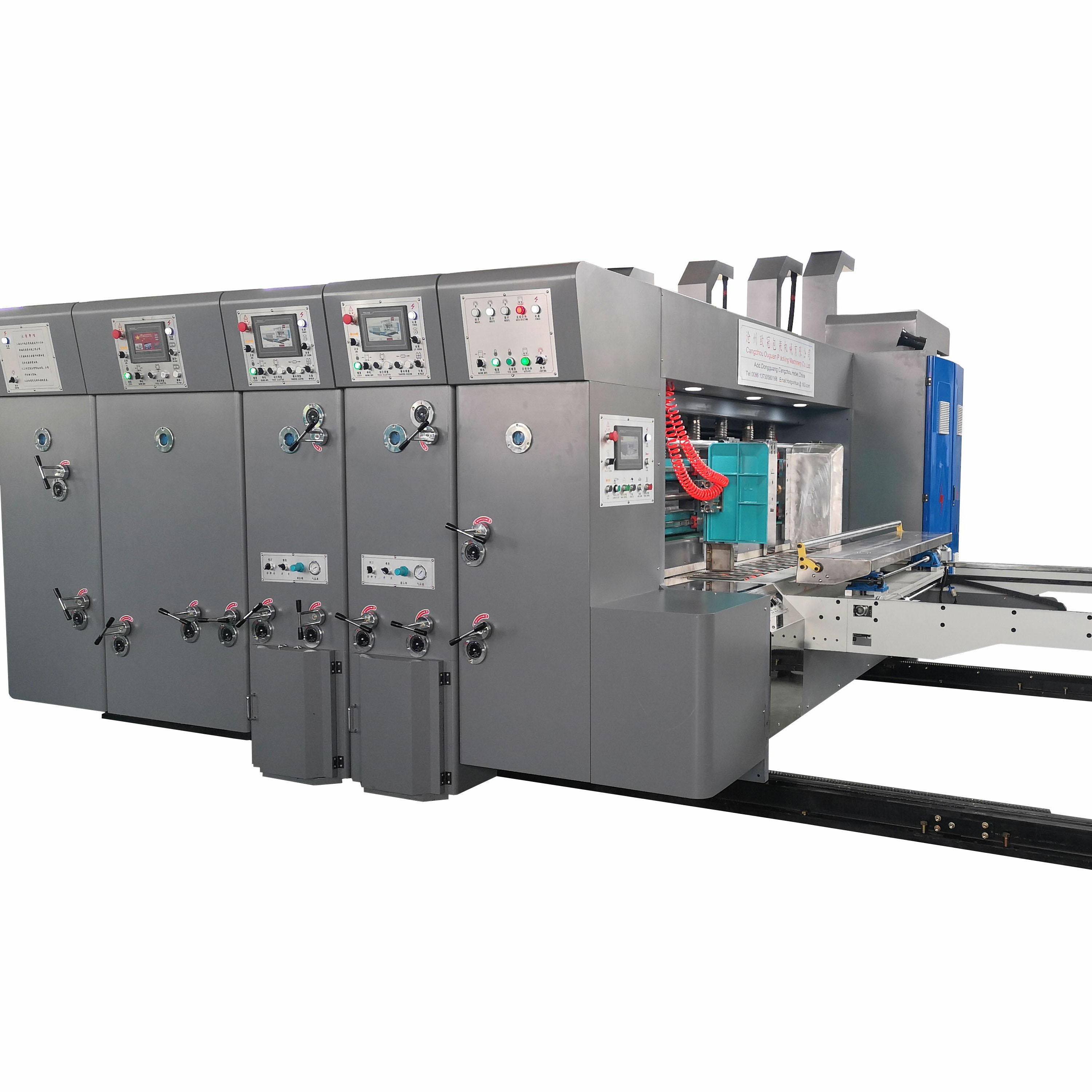 four color printer slotter rotary die cutter with automatic lead feeding flexo printer slotter die-cutter machine