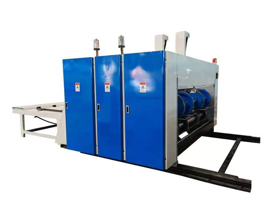China equipment  sem-automatic  food box   corrugated  carton  box  2 color printing slotting machine