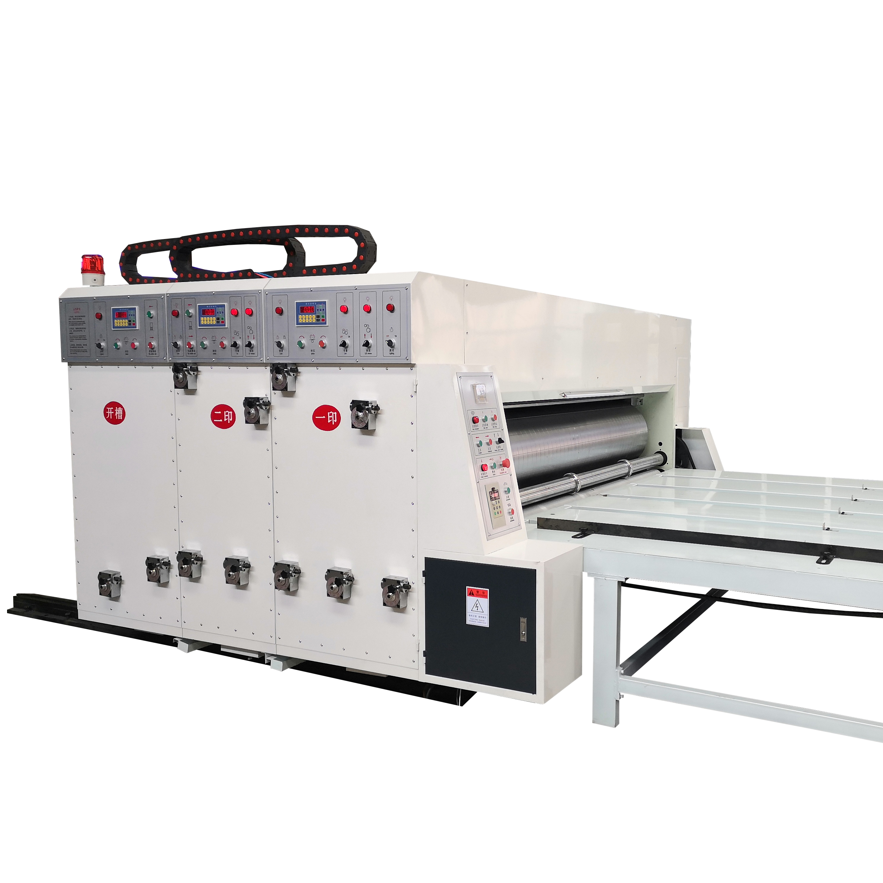 high speed semi Automatic chain feeder 2 color printing slotting machine box making machine flexo printer slotter die-cutter machine