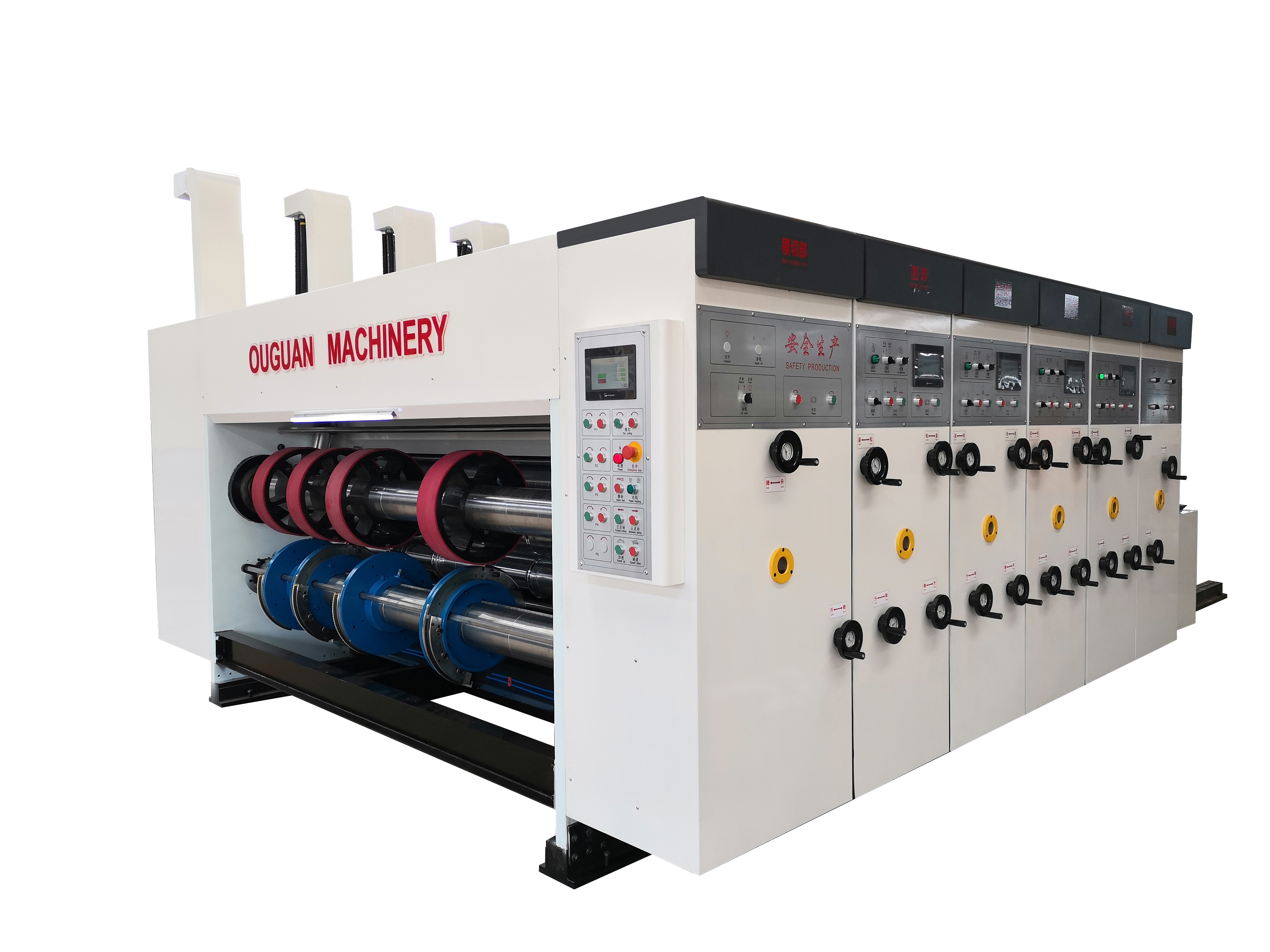 Automatic lead edge feeding 4 color printer slotter die-cutter stacker machine