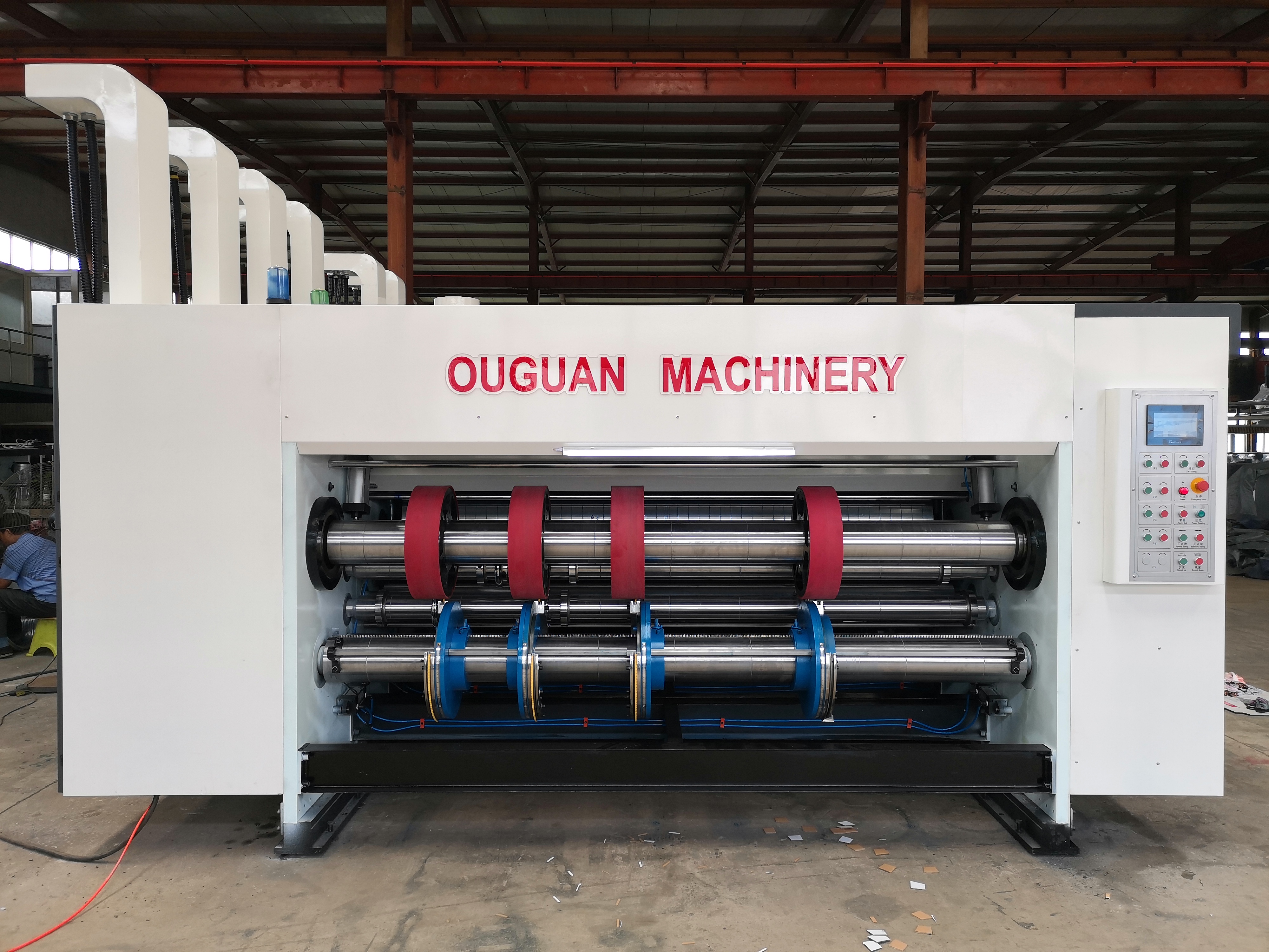 Automatic lead edge feeding 4 color printer slotter die-cutter stacker machine
