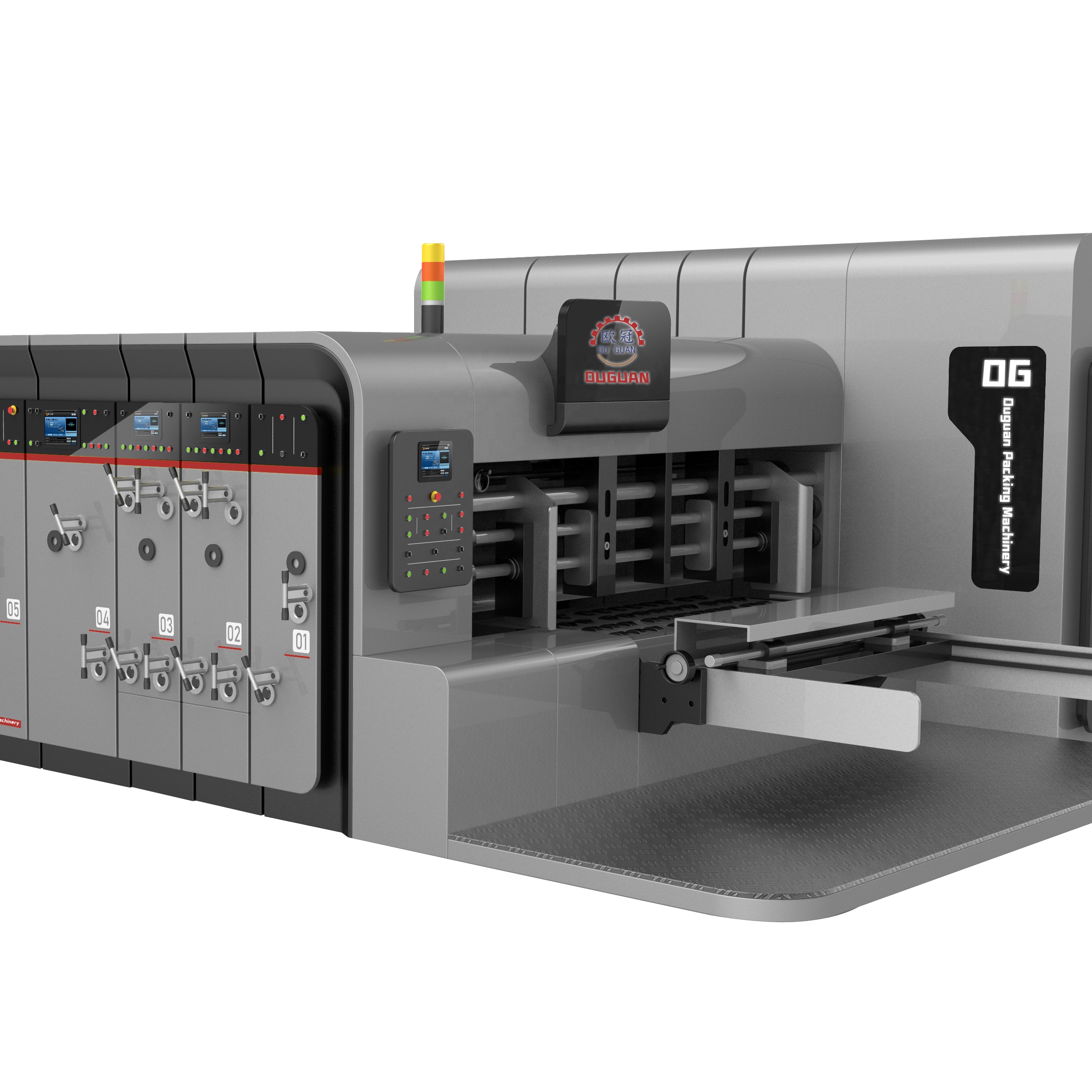 high speed fruit box printing slotting die cutting with folder gluer making machine in line flexo printer slotter die-cutter machine