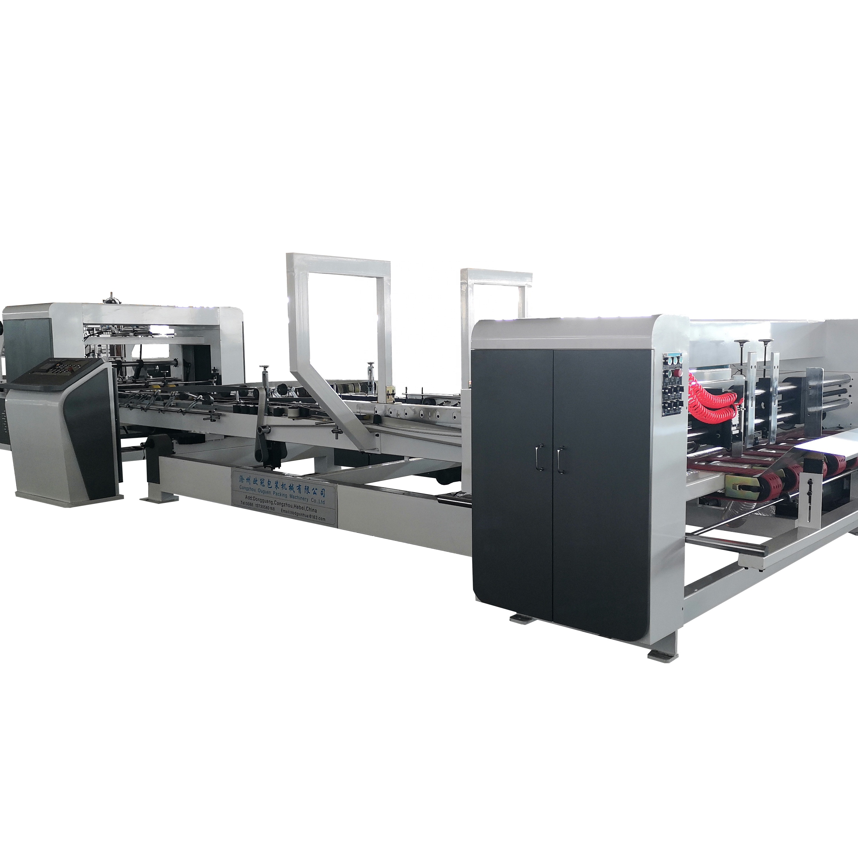 Corrugated paper board carton box auto stitching and gluing machine for making carton packing machine folder gluer machine