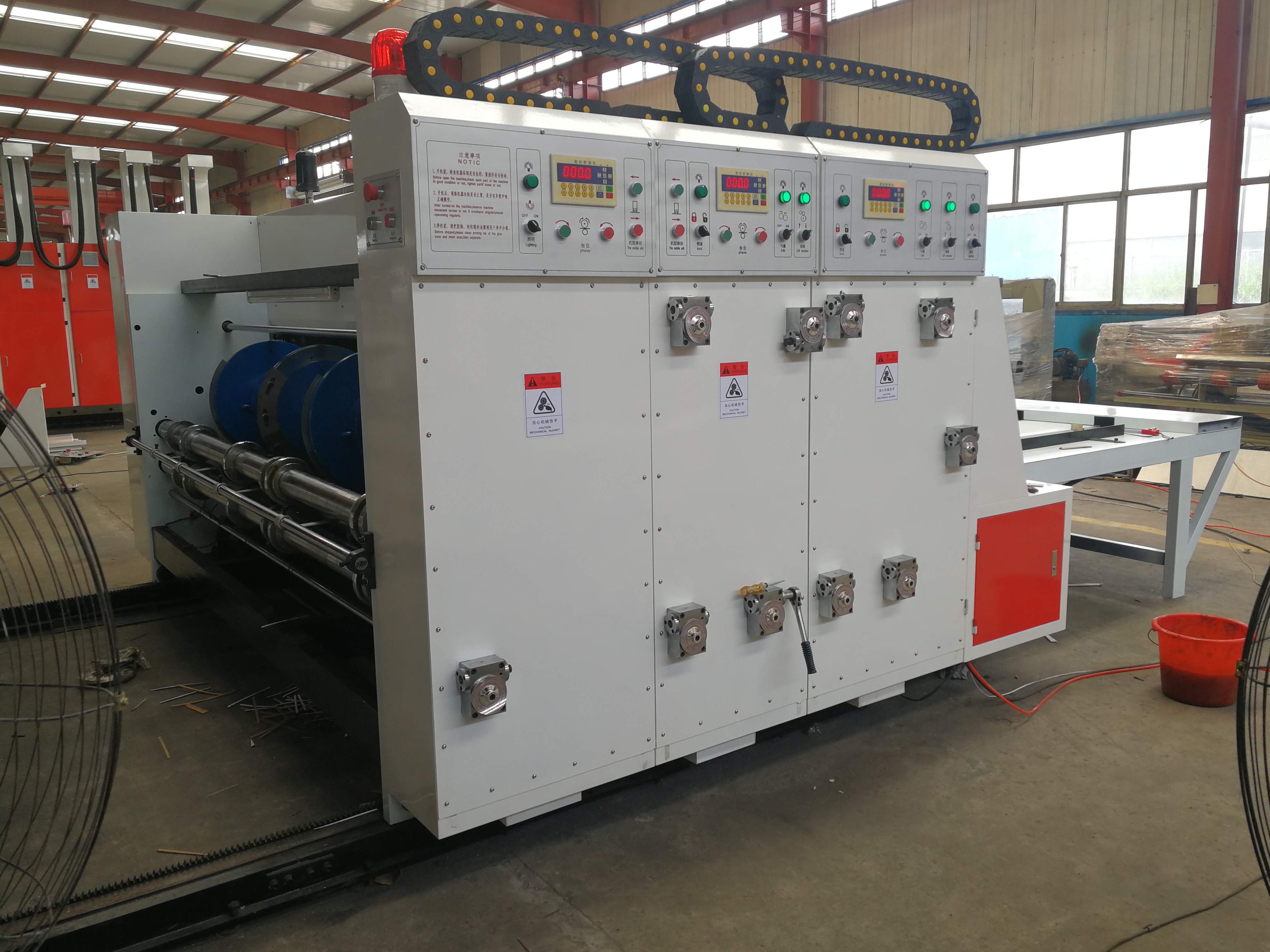 4 color Semi automatic corrugated carton box paper flexo printing machine with slotter and die Cutter