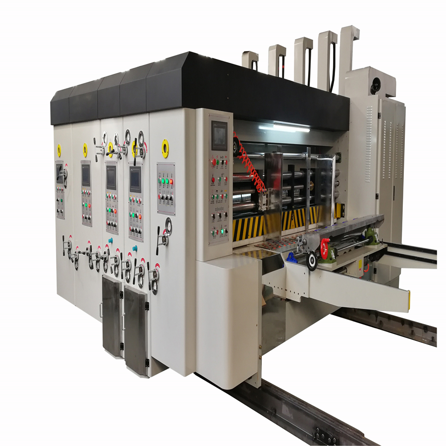 Automatic lead edge feeding 4 color printer slotter die-cutter stacker machine flexo printer slotter die-cutter machine