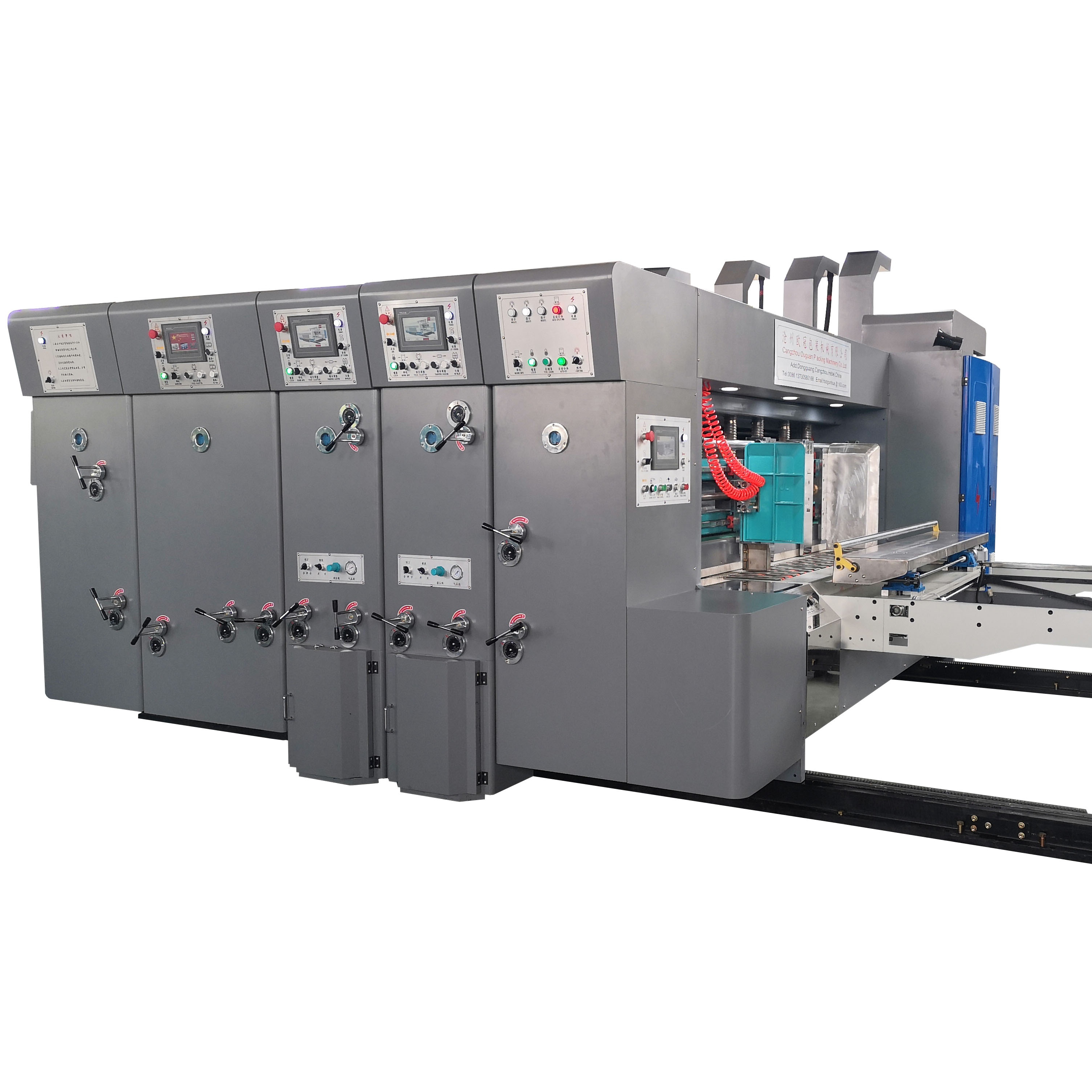 Leading edge feeder flexo 4 colors printing die cutting machine for carton box chain feeding flexo printer slotter die-cutter