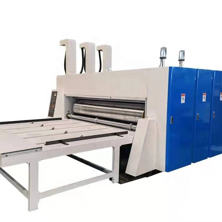 Ouguan chain feeding two colors flexo printing slotting cutting machine flexo printer slotter die-cutter machine