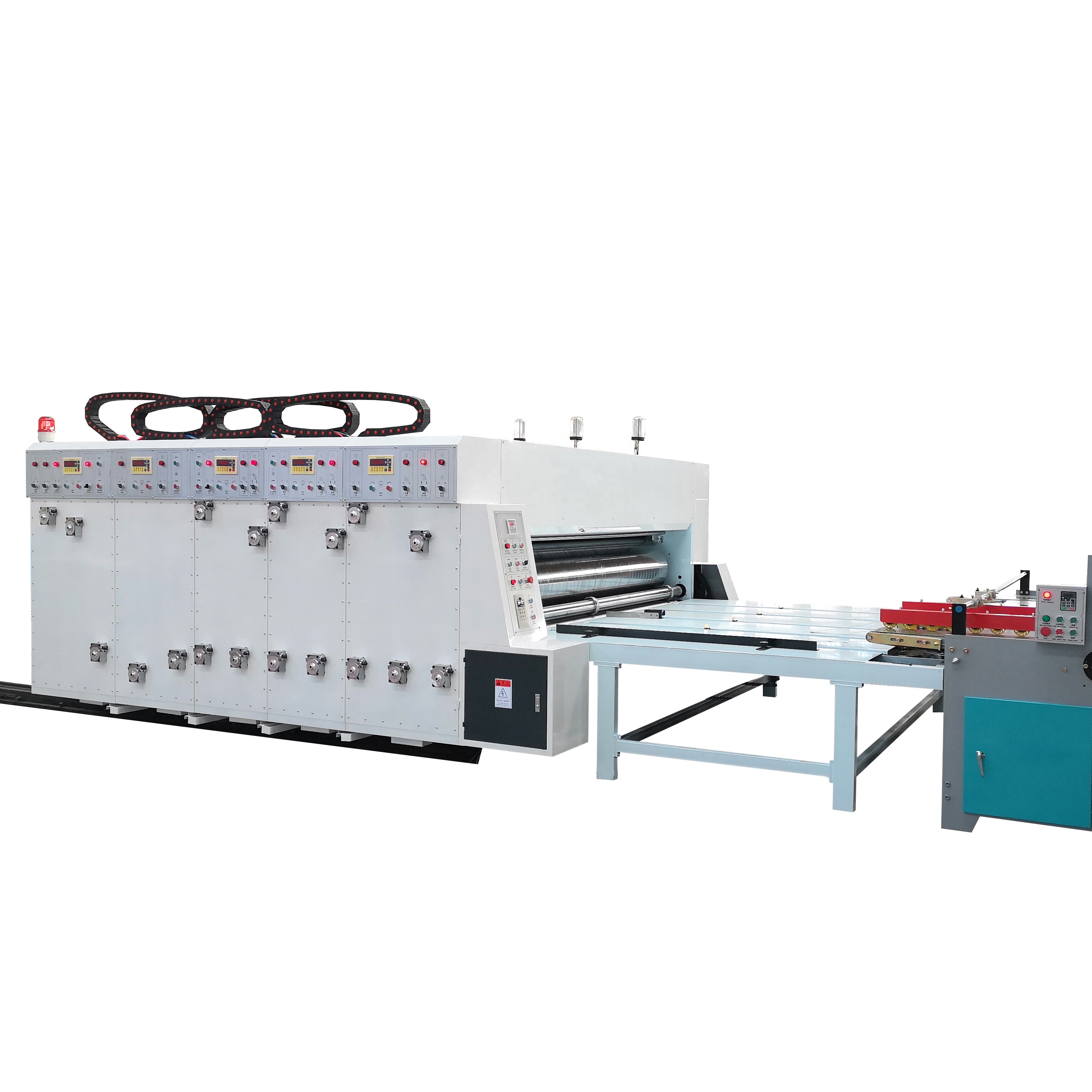 Semi automatic printing slotting die cutting machine with auto feeding stacking machine flexo printer slotter die-cutter machine