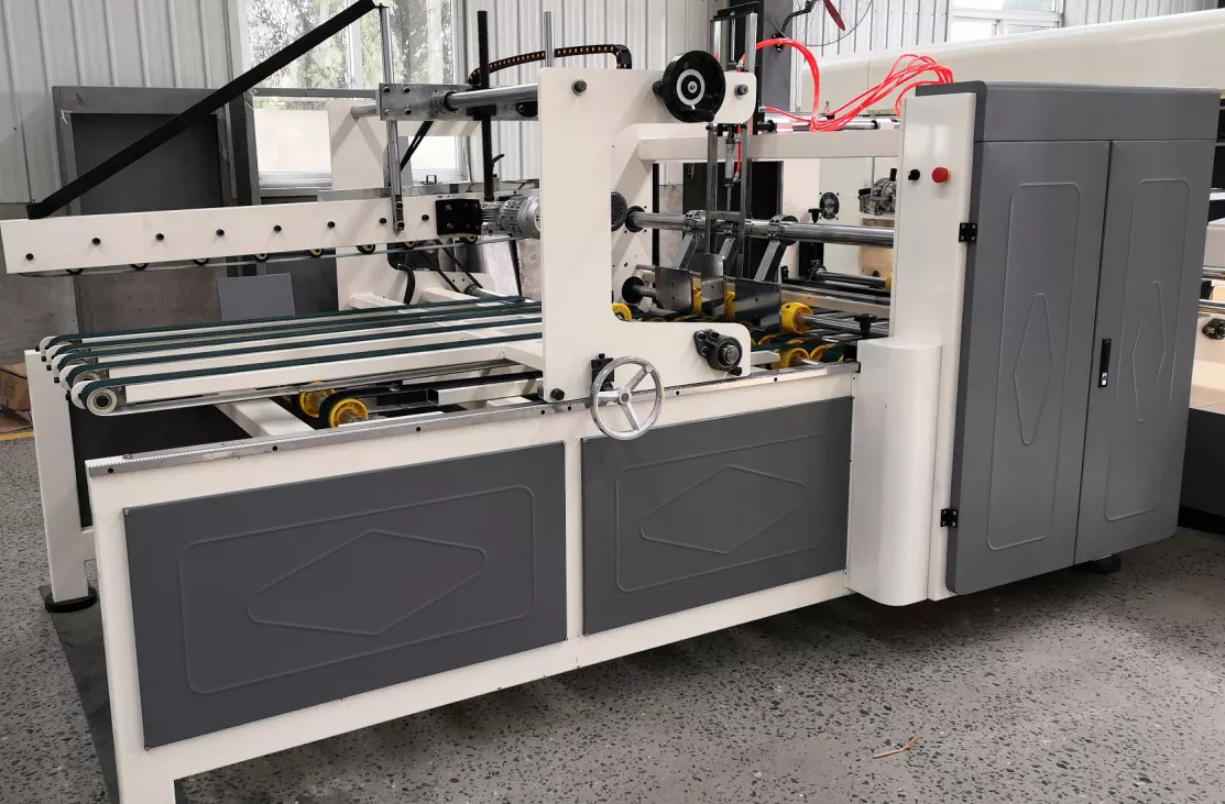 automatic corrugated box folder  gluer   with stitching machine