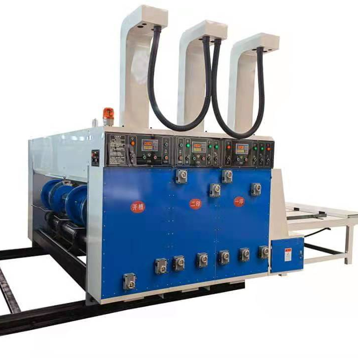 China supplier food box corrugated cardboard 2 color printing slotting machine paper box slotting machine price flexo printer slotter die-cutter machine