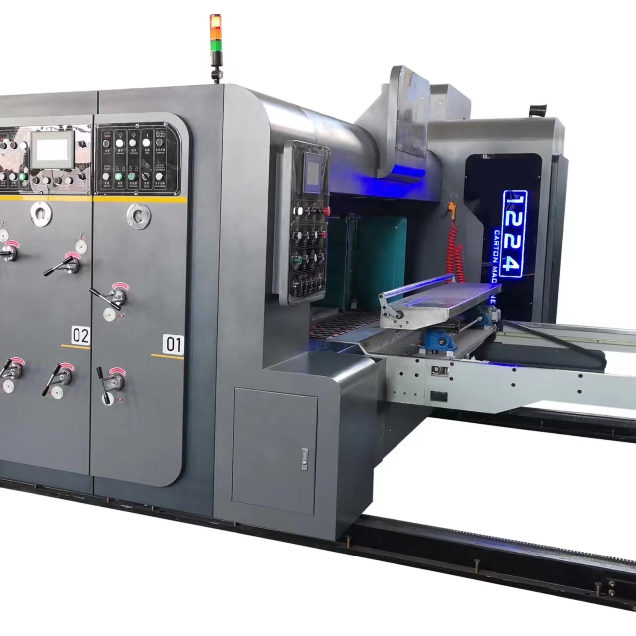 Automatic printing slotter die cutting and folder gluer inline factory flexo printer slotter die-cutter machine