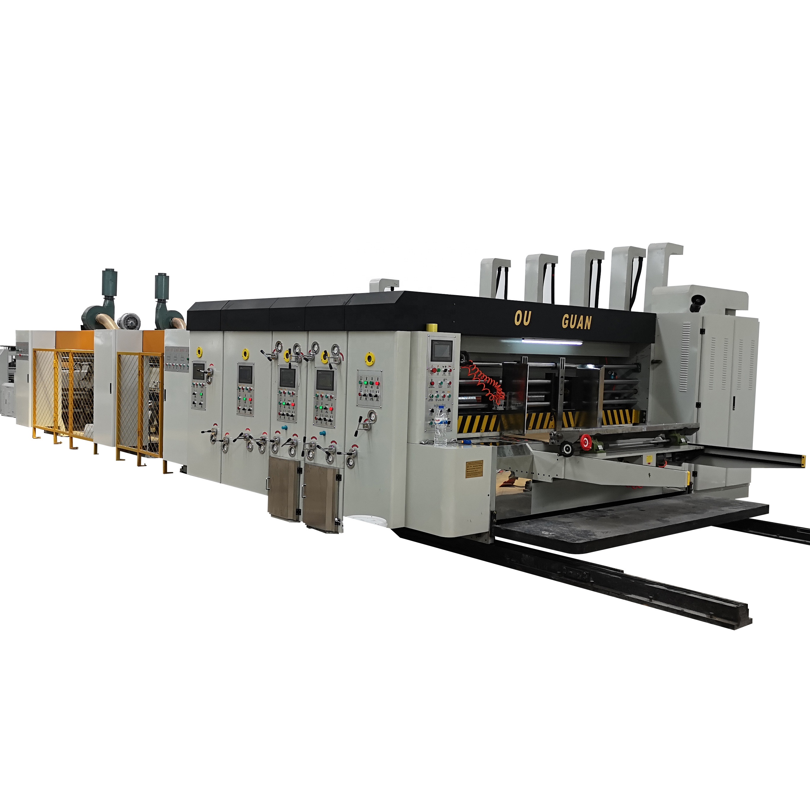China Hot Selling Flexo Printer Diecuter Slotter Folder Gluer Strapper Machine flexo printer slotter die-cutter machine