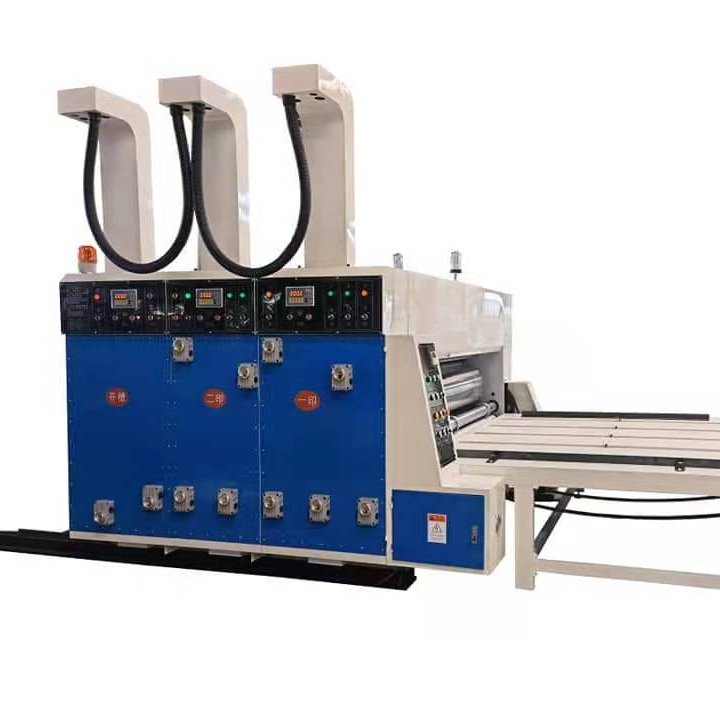 corrugated carton box printing machine chain feeding 2 color printing slotting machine box making machine flexo printer slotter die-cutter machine
