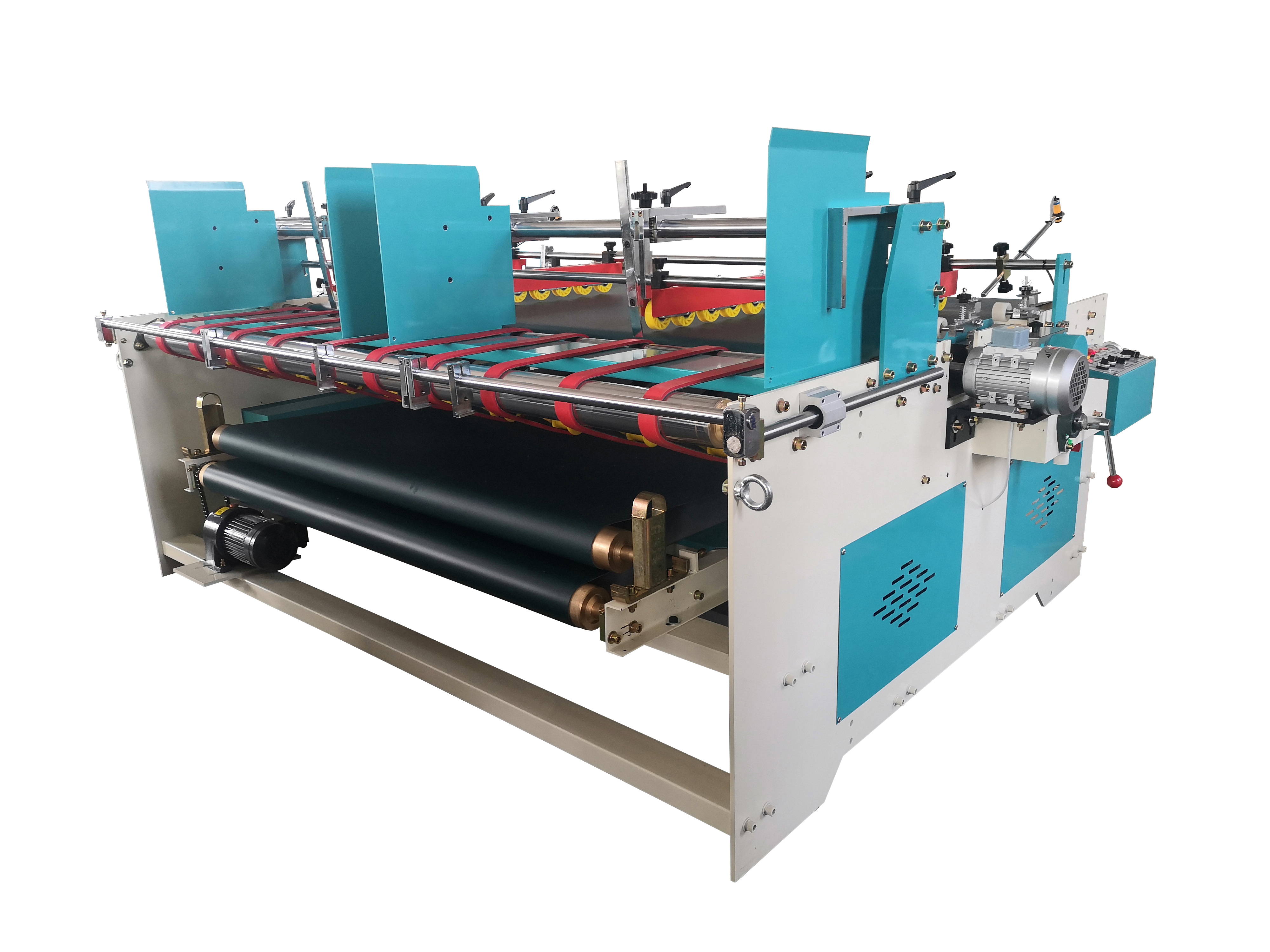 Semi automatic button control two pieces corrugated board carton box folder gluer packing machine