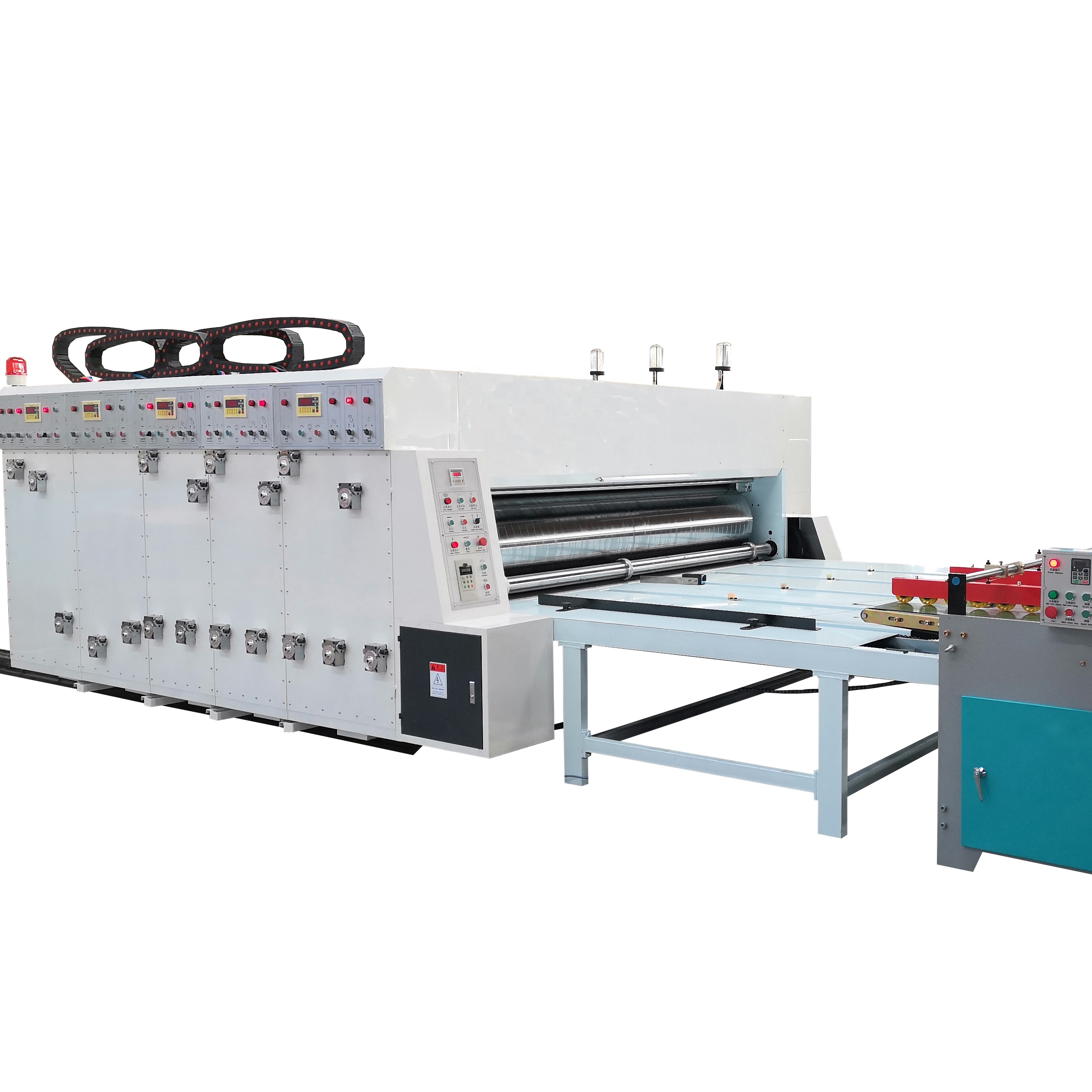 chain feeder 2 color printing slotting machine carton box fruit egg box machine flexo printer slotter die-cutter machine