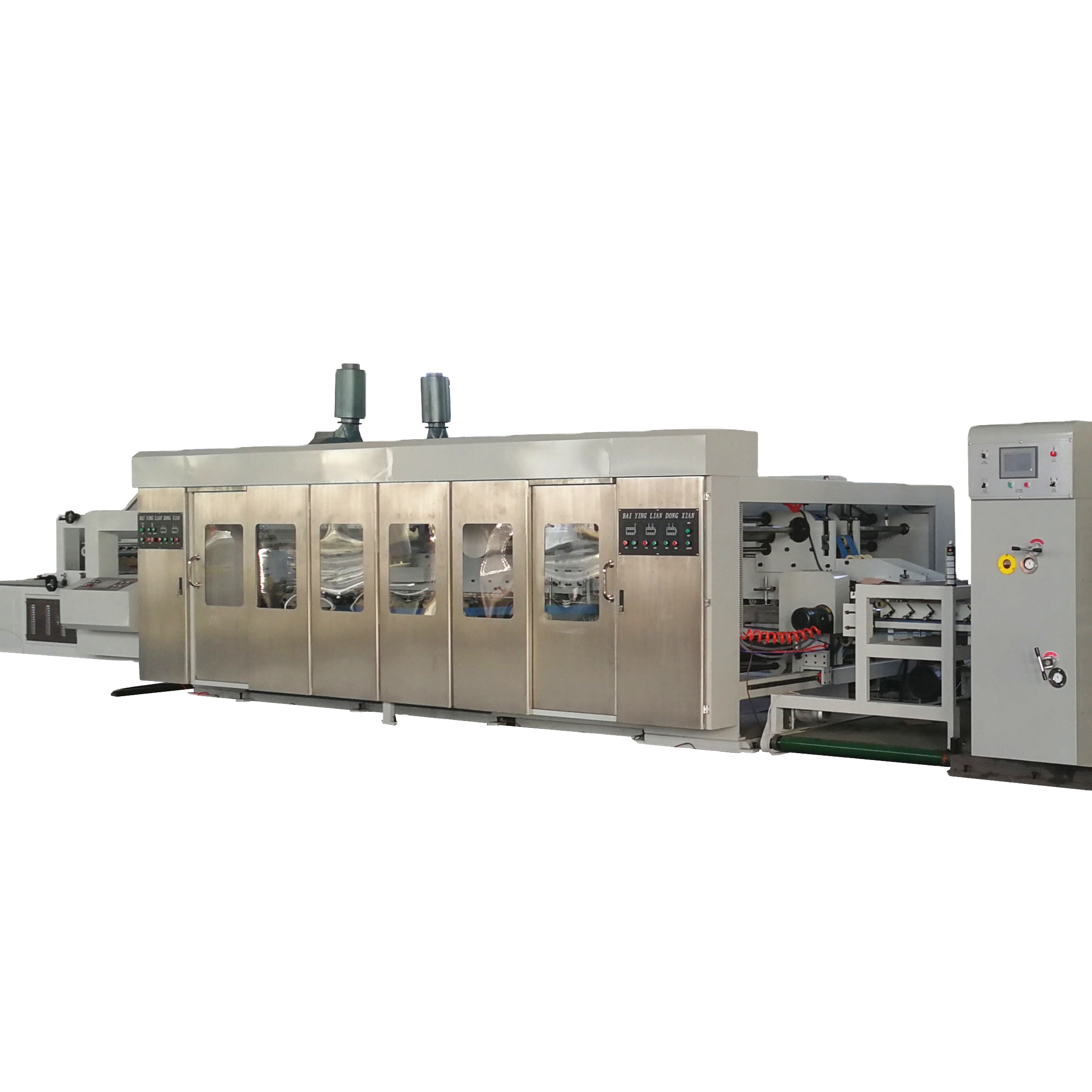 2/3/4 color high speed flexo printing slotting machine/corrugated box machinery folder gluer chain feeding flexo printer slotter die-cutter