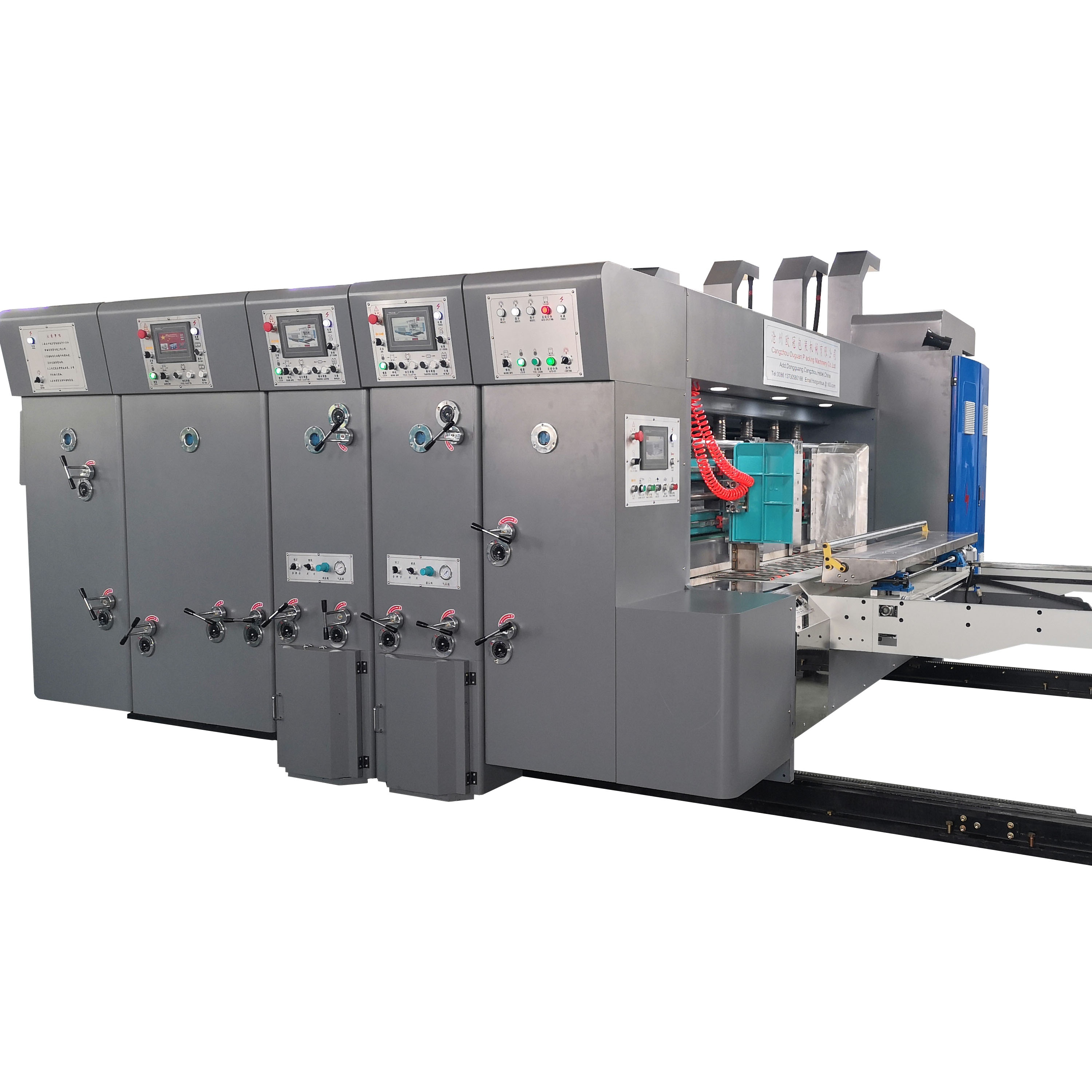 Vacuum Transfer Fully Automatic Slotting Die Cutting Leading Edge Feeder Flexo Carton Box Printing Die Cutting Machine chain feeding flexo printer slotter die-cutter